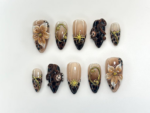 Jungle Safari Monkey Press On Nails 3D Flower & Leopard Print Nail Art Exotic Animal Nail Set Handmade Safari Nails OB1116K