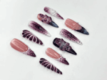 Elegant Purple Bloom Press On Nails 3D Floral Ombre Nail Art Nude Pink Handmade Nails Luxury Artistic Long Set OB1152BK - Image 2
