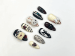 Creepy Cute Press On Nails Gothic Mask And Bunny Nail Art 3D Bow & Spiral Nails Handmade Halloween Nail Set OC1157BC - Image 2