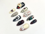 Creepy Cute Press On Nails Gothic Mask And Bunny Nail Art 3D Bow & Spiral Nails Handmade Halloween Nail Set OC1157BC - Image 3