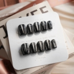 Glitter Logic·Black Reusable Press On Nails
