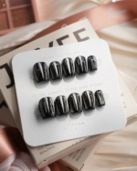 Glitter Logic·Black Reusable Press On Nails