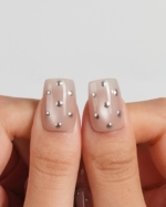 Silver Bead Reusable Press On Nails